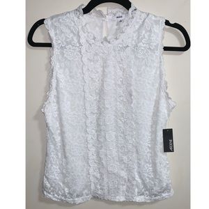 Ardene White Lace Sleeveless Top - Size Large